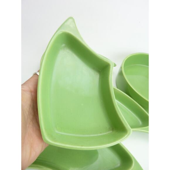 Vintage Mid Century Chip Dip Party Retro Hosting Condiment Plates Green - Picture 5 of 8